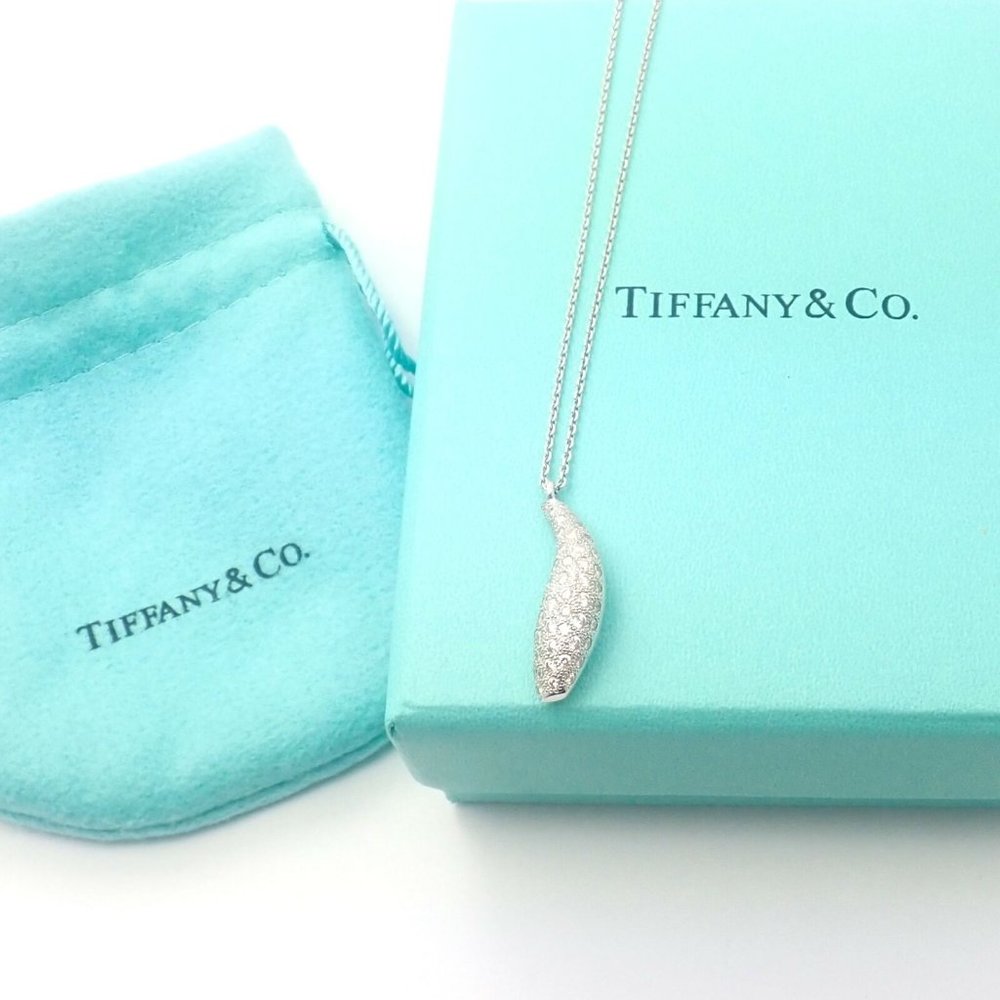 Authentic! Tiffany & Co 18k White Gold Frank Gehry Diamond Fish Necklace - Picture 3 of 12